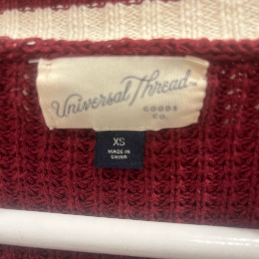 Universal Thread Maroon Cardigan With Striped Trim - image 2
